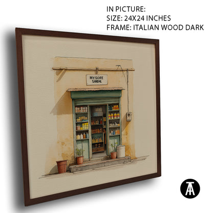 Artwork in Dark Wood Frame