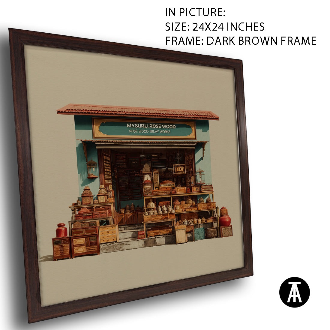 Artwork in Dark Brown Frame