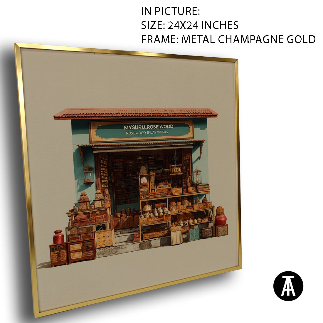 Artwork in Metal Champagne Gold Frame