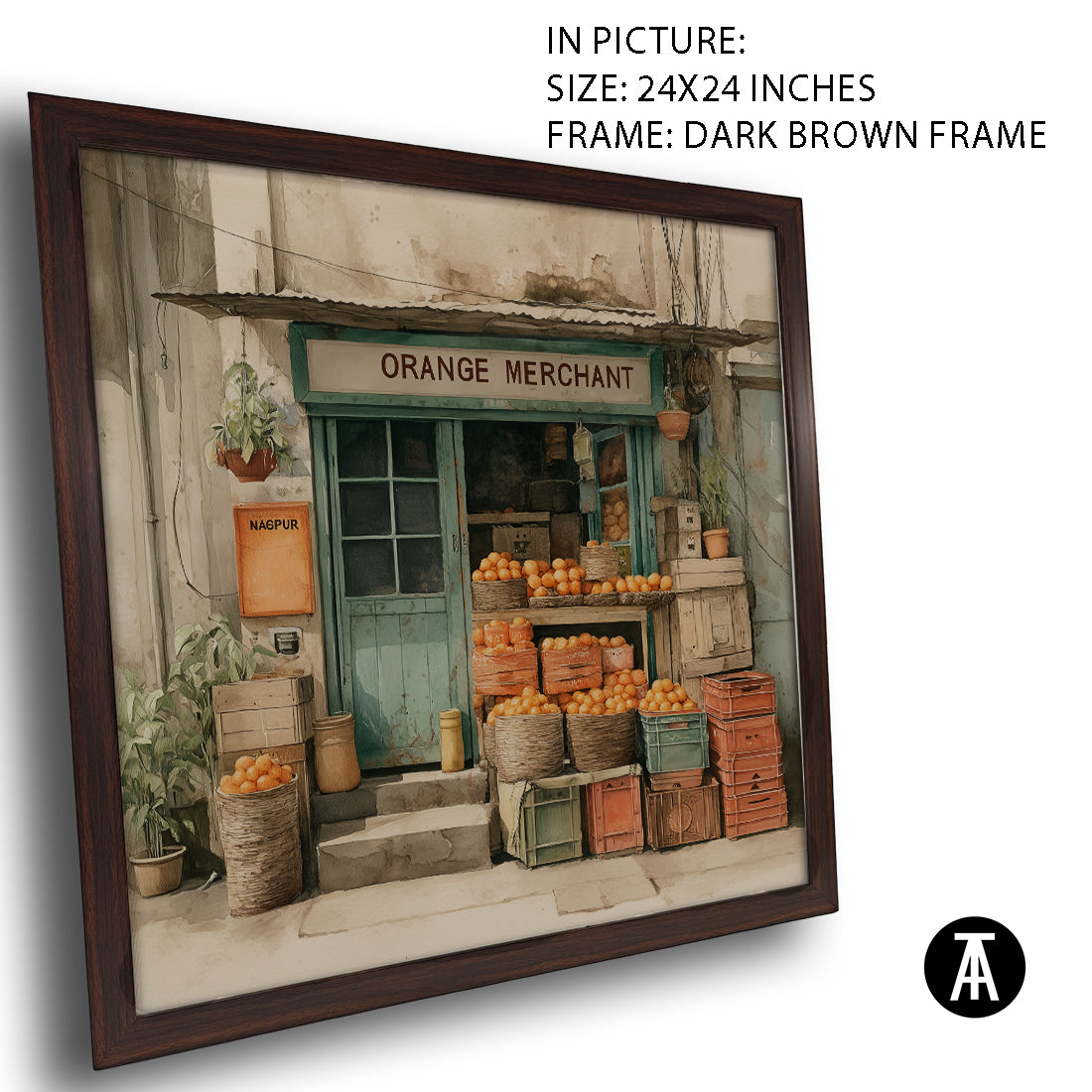 Artwork in Dark Brown Frame