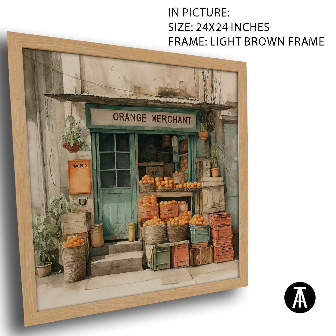Artwork in Light Brown Frame