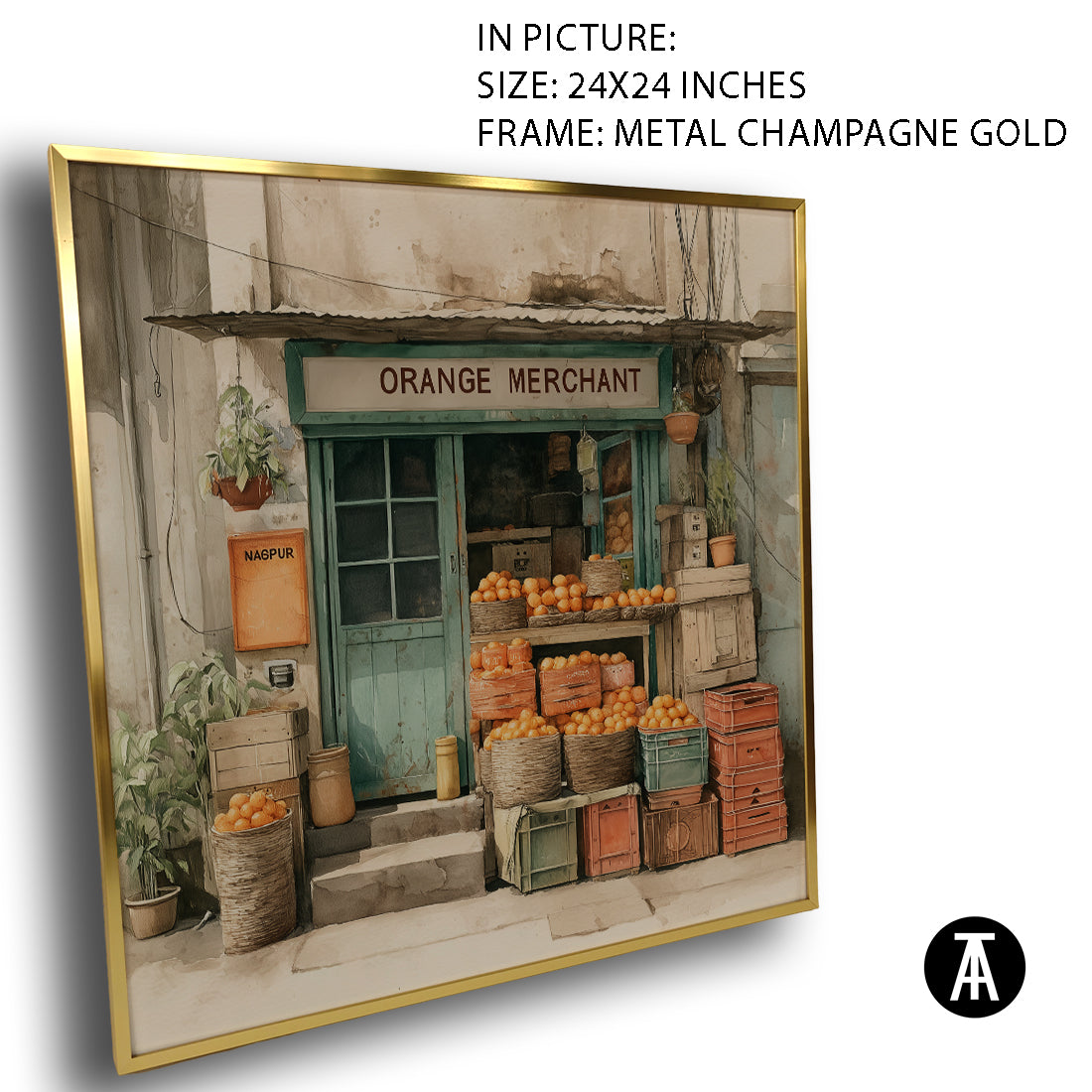 Artwork in Metal Champagne Gold Frame