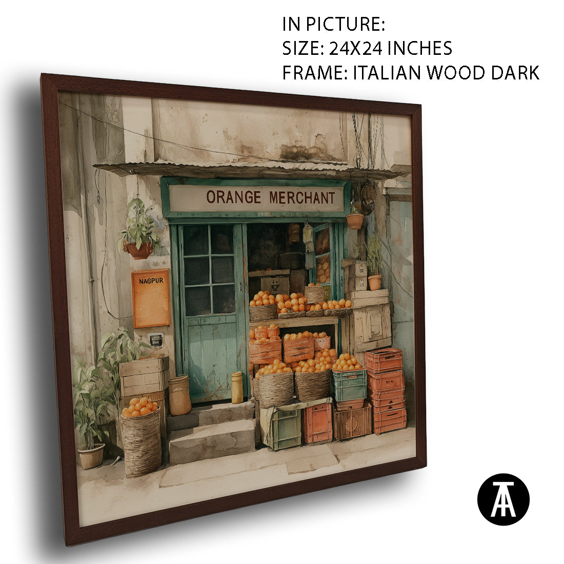Artwork in Dark Wood Frame