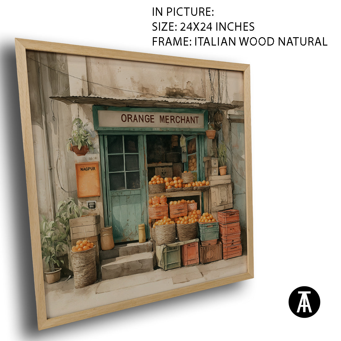 Artwork in Natural Wood Frame