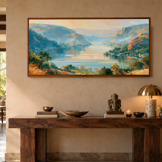 Panoramic Indian Painting in a Lifestyle Setting