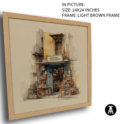 Artwork in Light Brown Frame