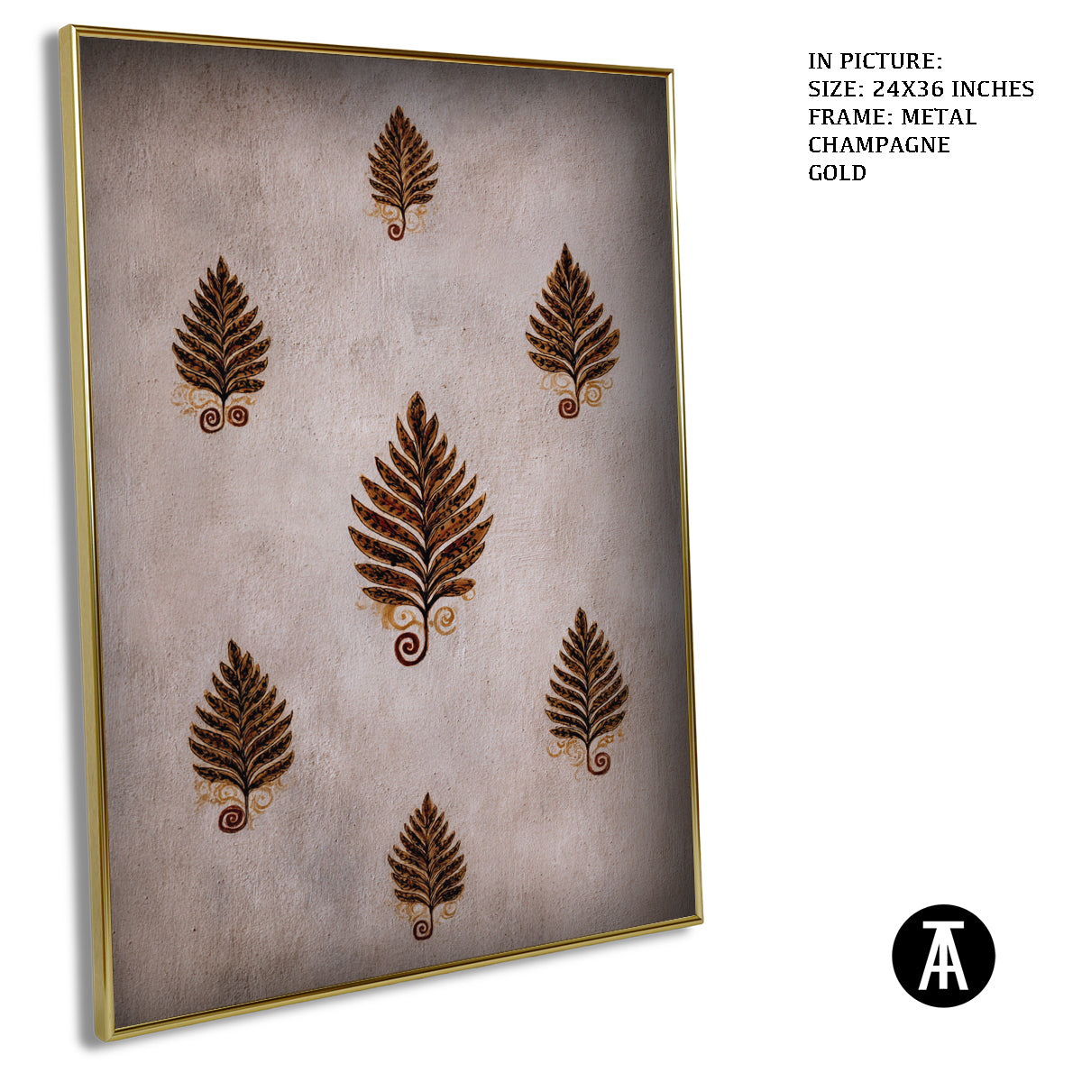 Artwork in Metal Champagne Gold Frame