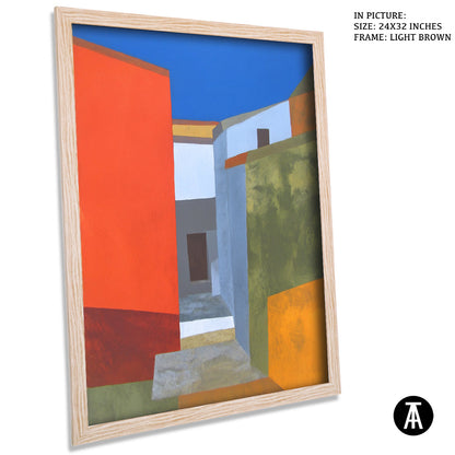 Artwork in Light Brown Frame