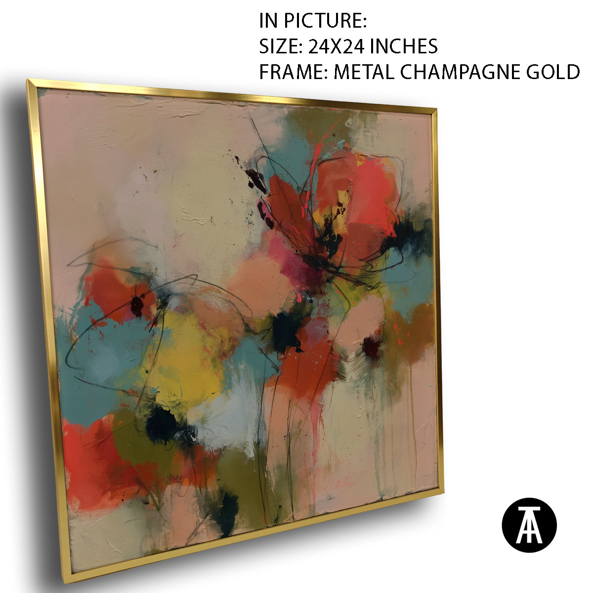 Artwork in Metal Champagne Gold Frame