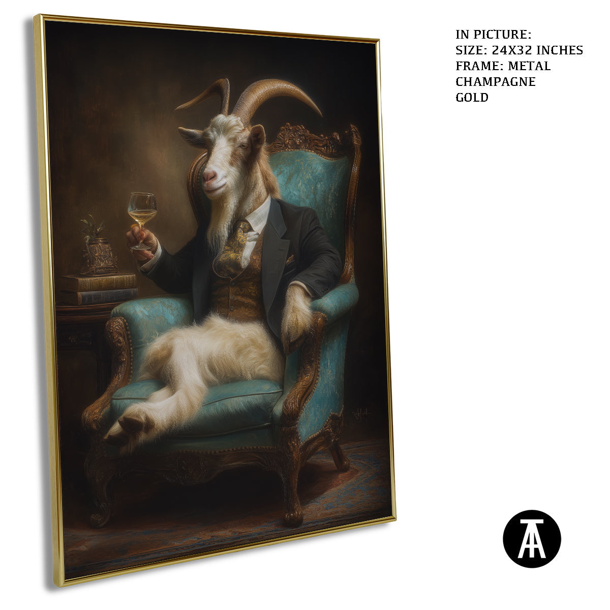 Artwork in Metal Champagne Gold Frame