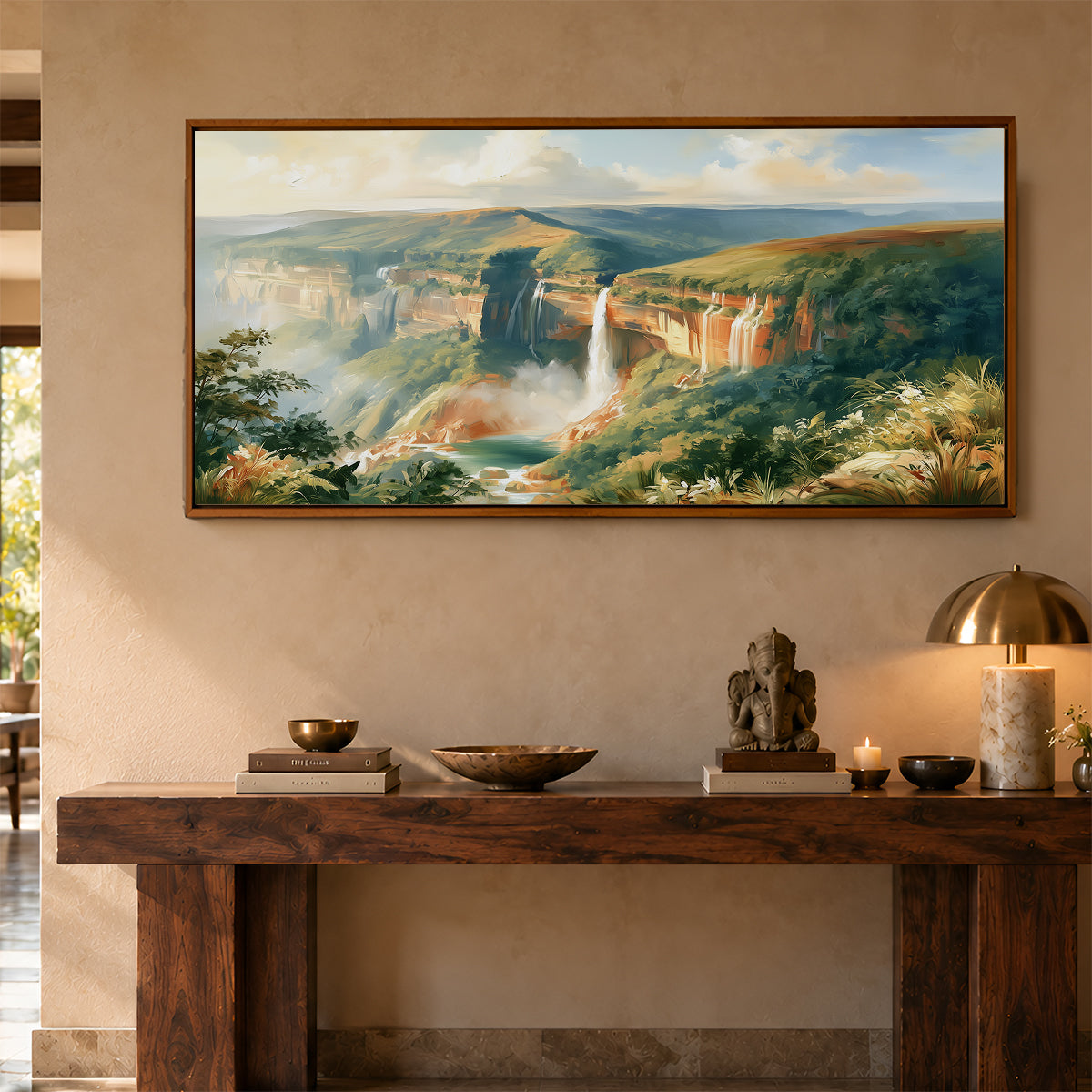 Panoramic Indian Painting in a Lifestyle Setting