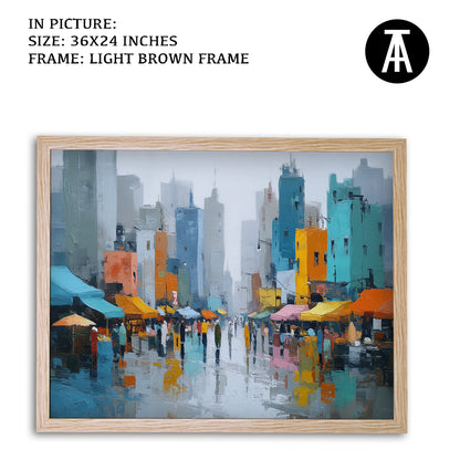 Artwork in Light Brown Frame