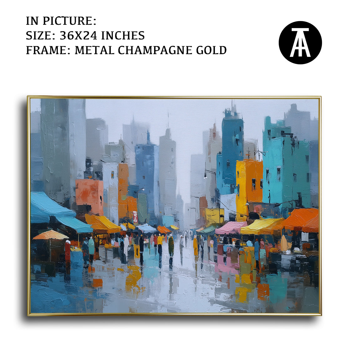 Artwork in Metal Champagne Gold Frame