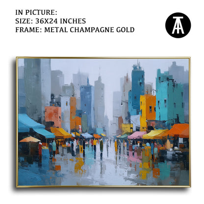 Artwork in Metal Champagne Gold Frame