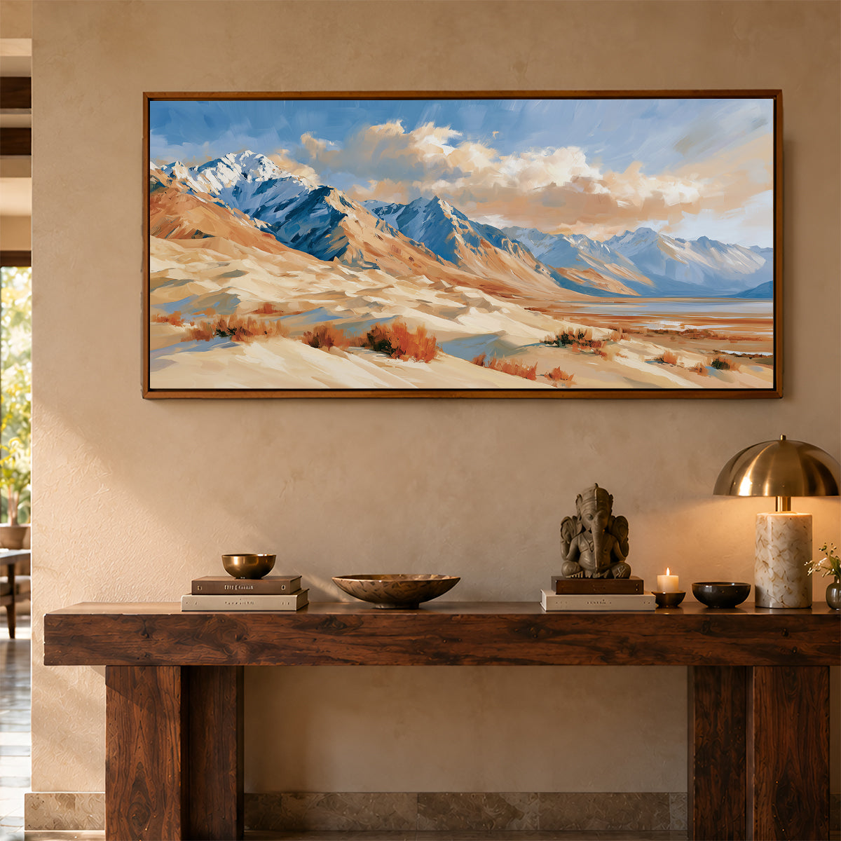 Panoramic Indian Painting in a Lifestyle Setting