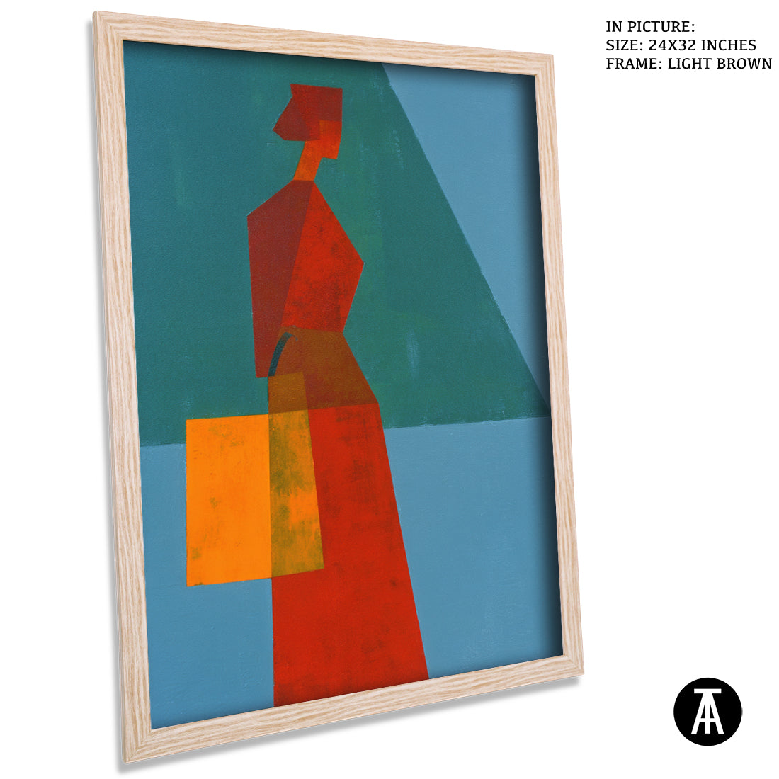 Artwork in Light Brown Frame