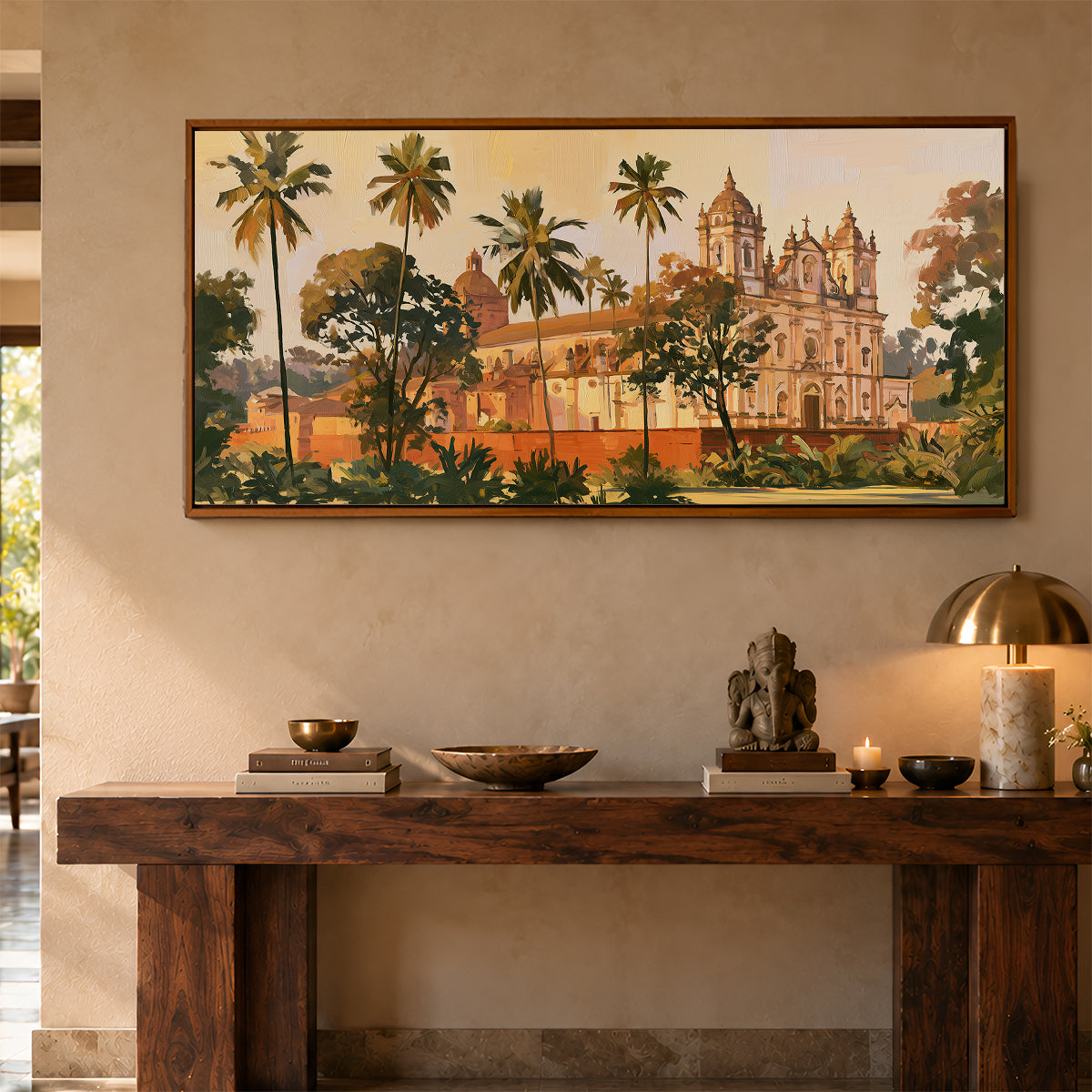 Panoramic Indian Painting in a Lifestyle Setting