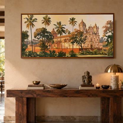 Panoramic Indian Painting in a Lifestyle Setting