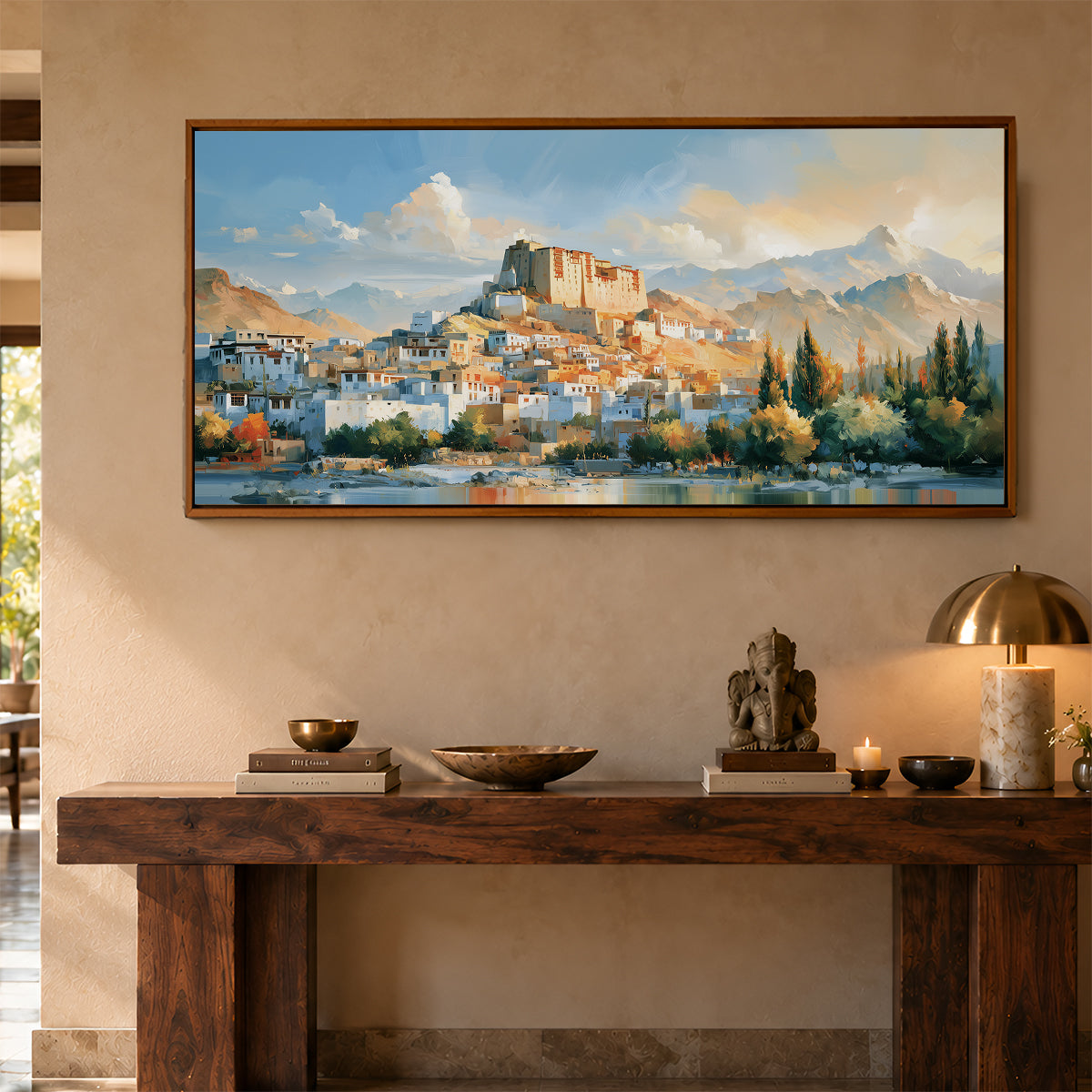 Panoramic Indian Painting in a Lifestyle Setting