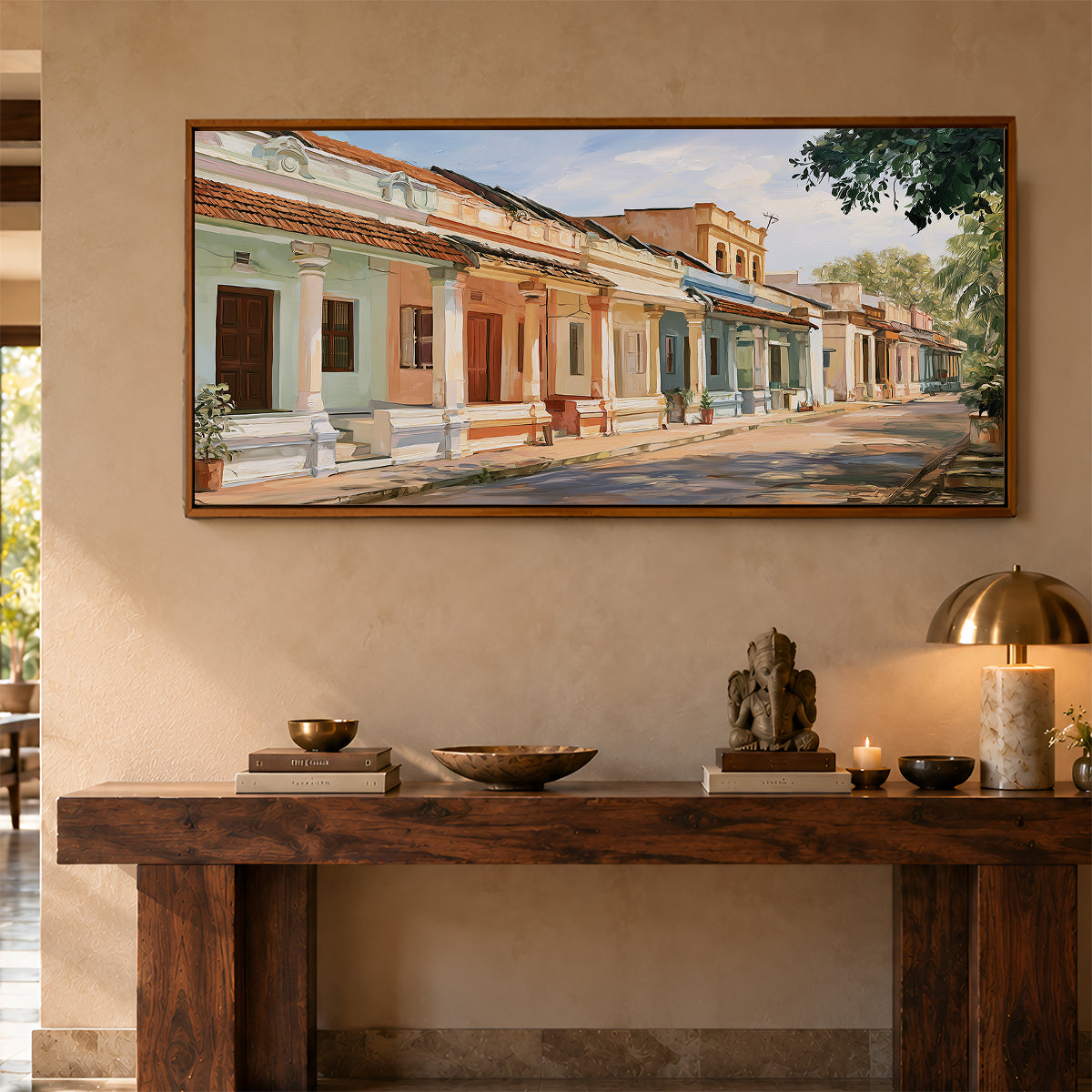 Panoramic Indian Painting in a Lifestyle Setting