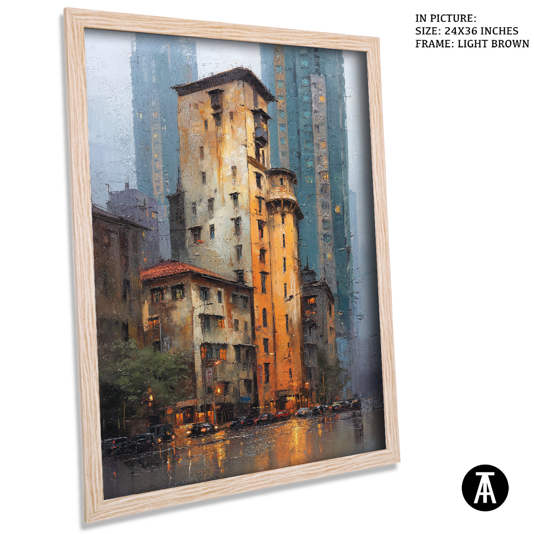 Artwork in Light Brown Frame