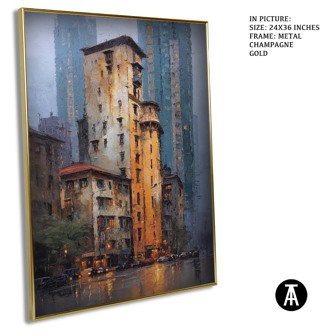 Artwork in Metal Champagne Gold Frame