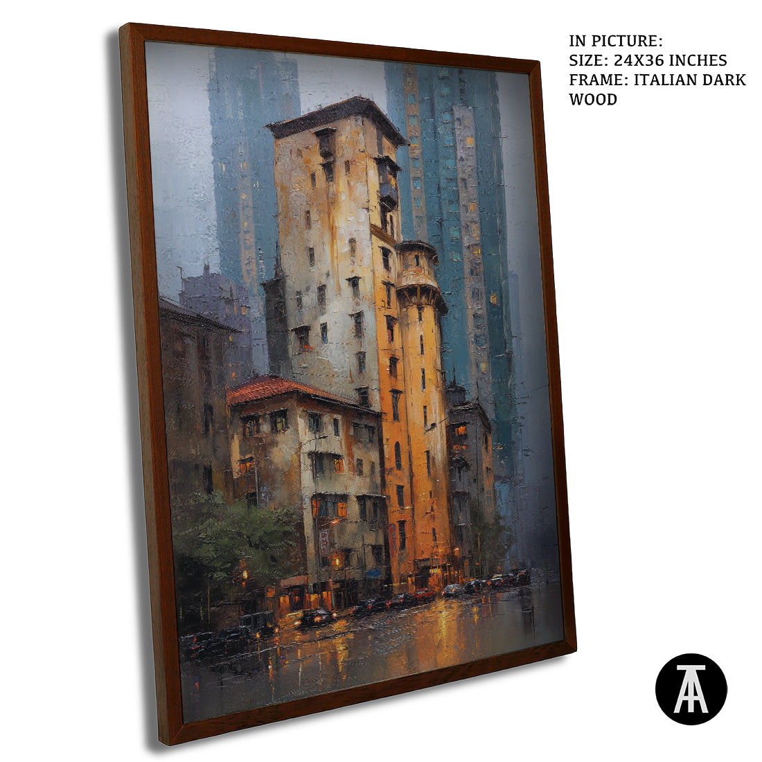 Artwork in Dark Wood Frame