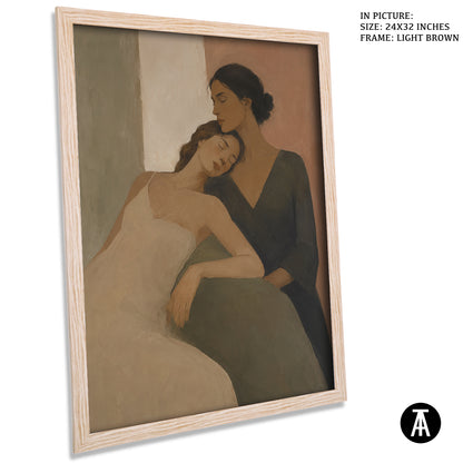 Artwork in Light Brown Frame