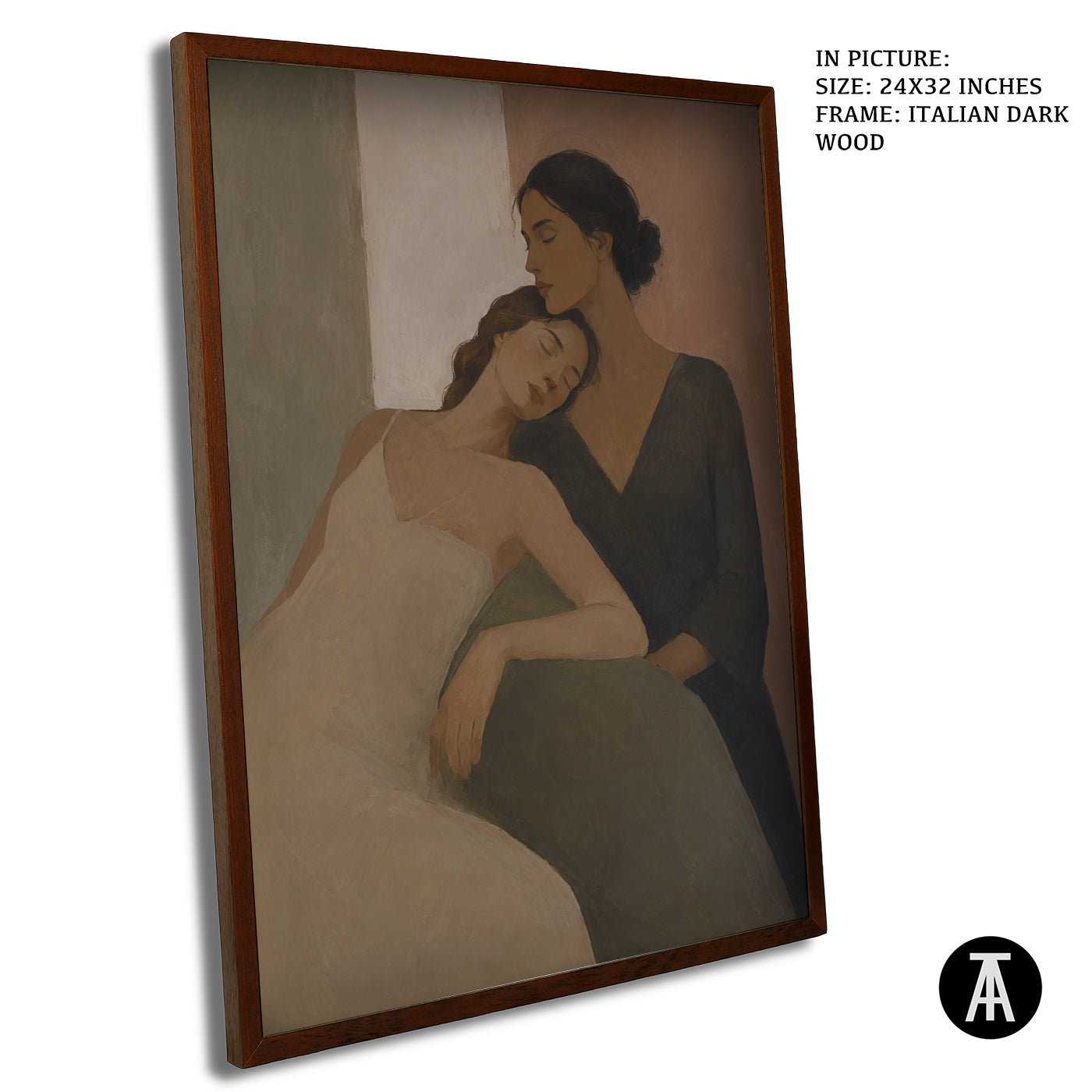 Artwork in Dark Wood Frame