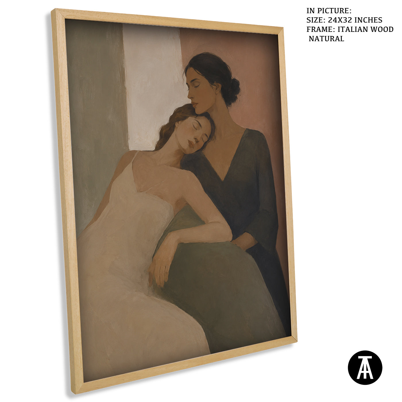 Artwork in Natural Wood Frame