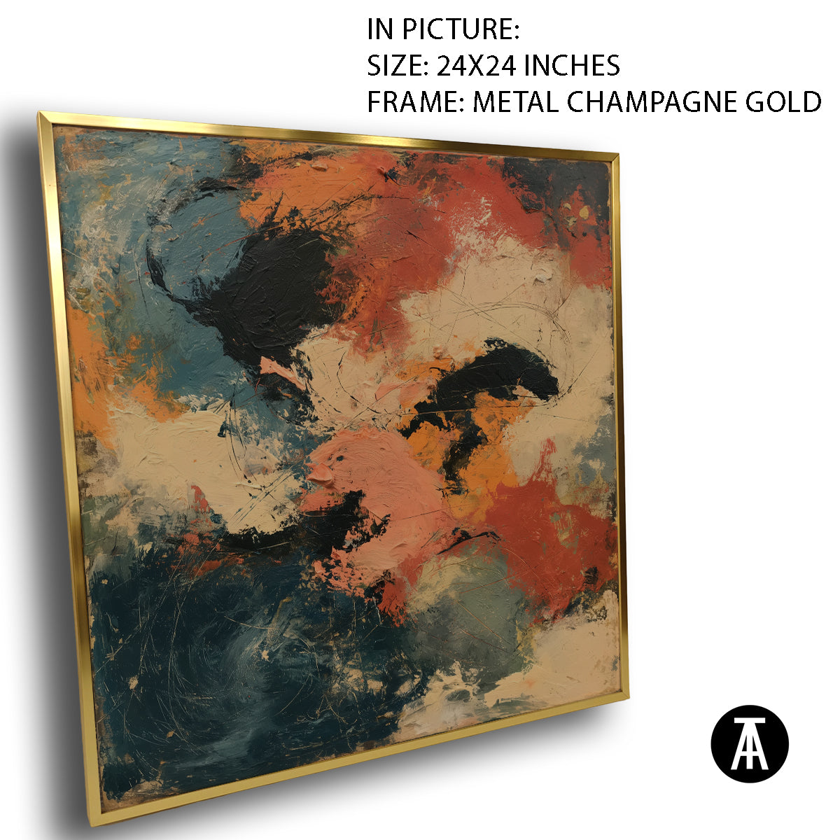 Artwork in Metal Champagne Gold Frame