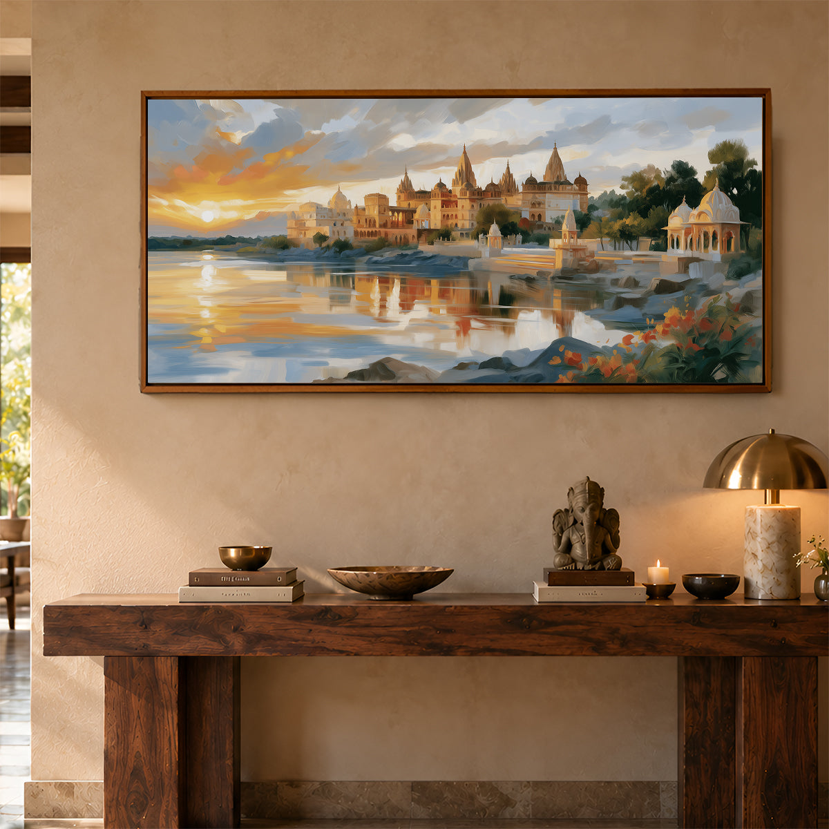 Panoramic Indian Painting in a Lifestyle Setting