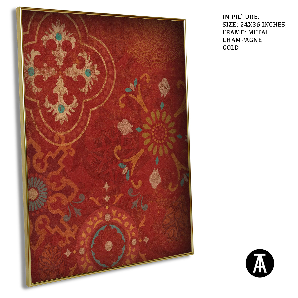 Artwork in Metal Champagne Gold Frame