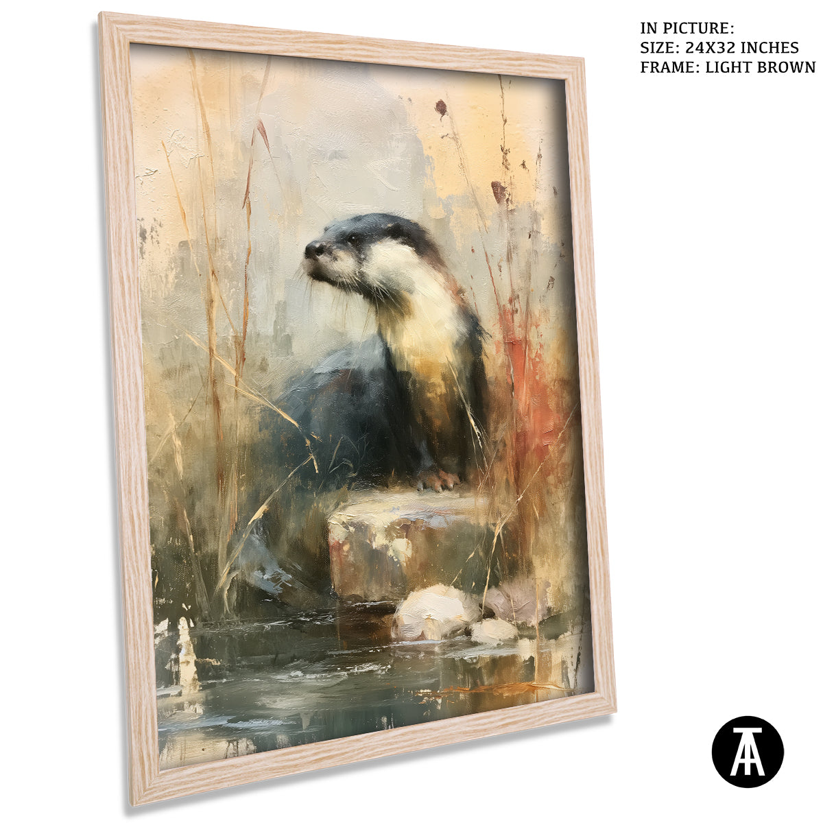 Artwork in Light Brown Frame