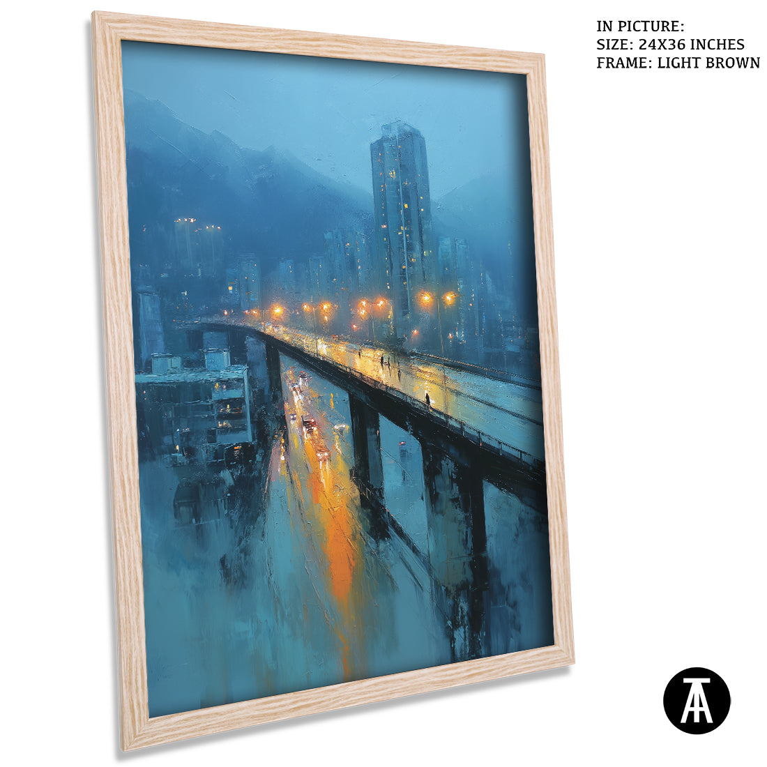 Artwork in Light Brown Frame