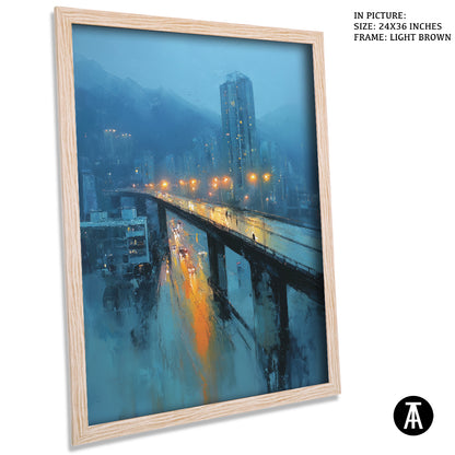 Artwork in Light Brown Frame