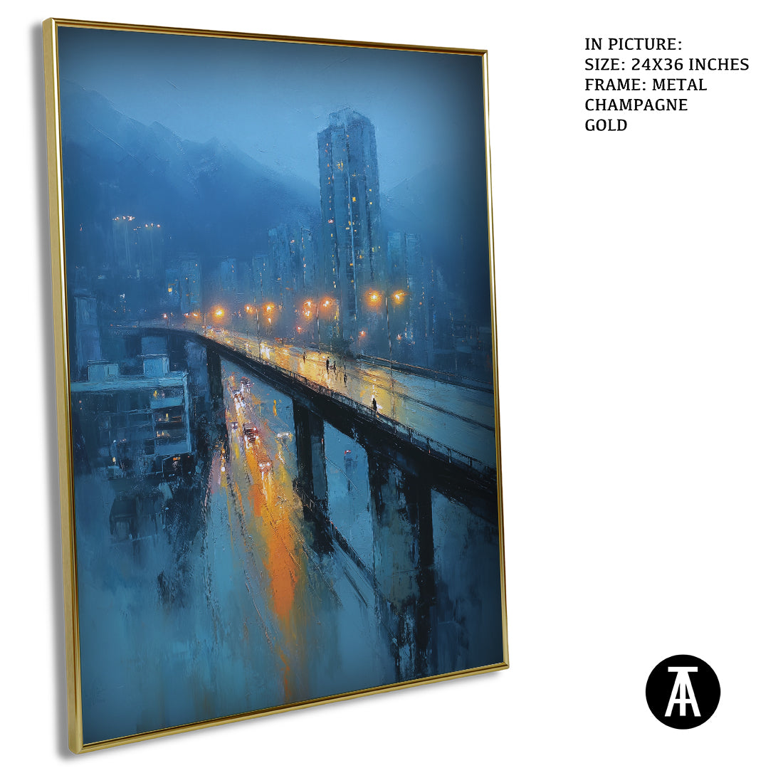 Artwork in Metal Champagne Gold Frame