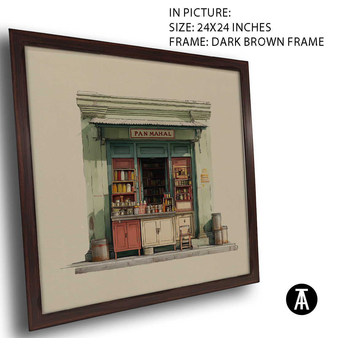Artwork in Dark Brown Frame