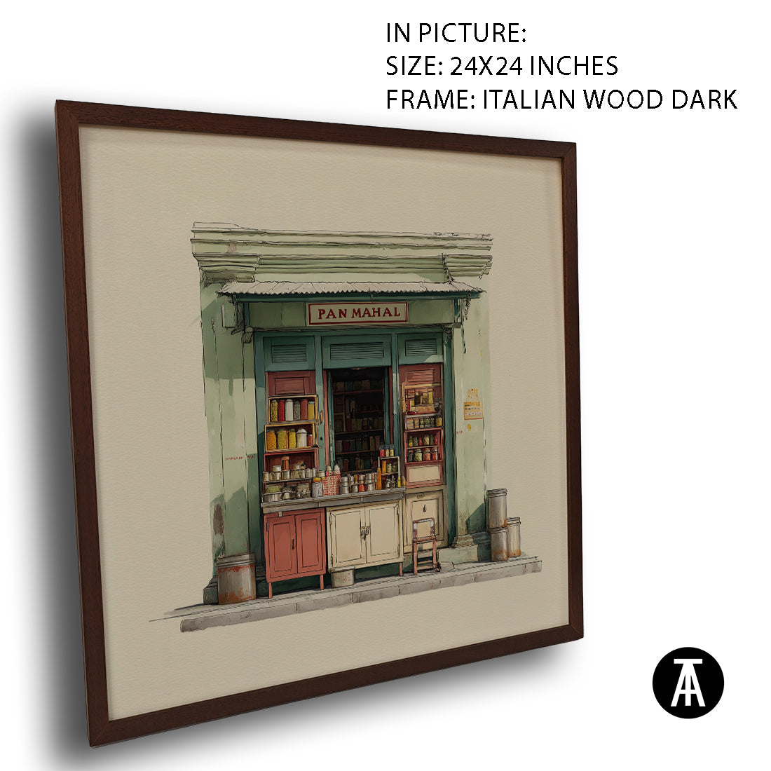 Artwork in Dark Wood Frame