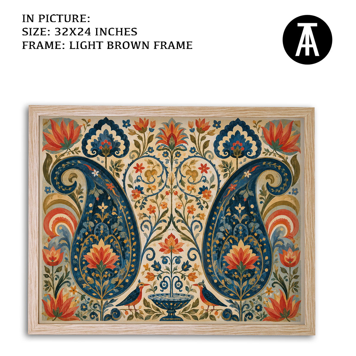 Artwork in Light Brown Frame