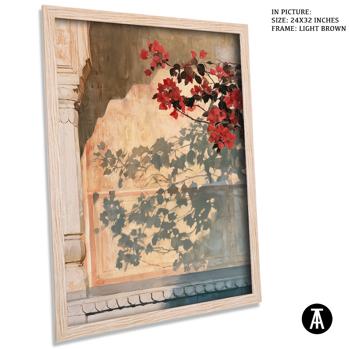 Artwork in Light Brown Frame