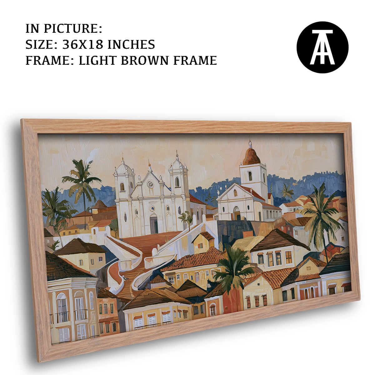 Artwork in Light Brown Frame