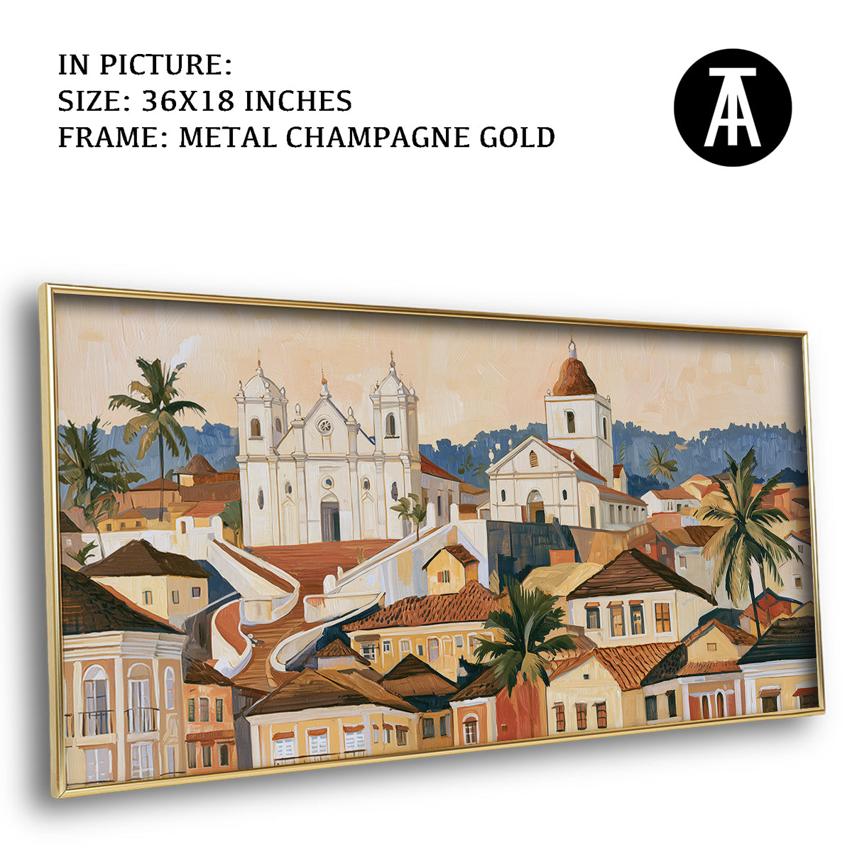 Artwork in Metal Champagne Gold Frame