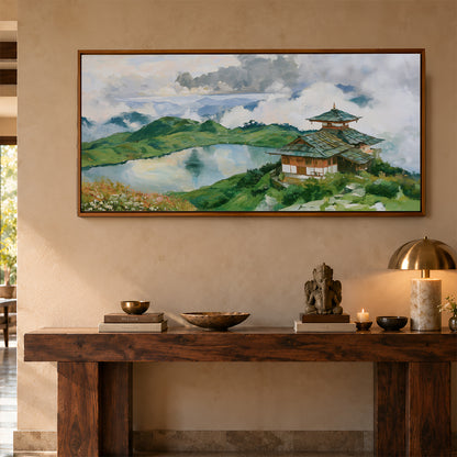 Panoramic Indian Painting in a Lifestyle Setting