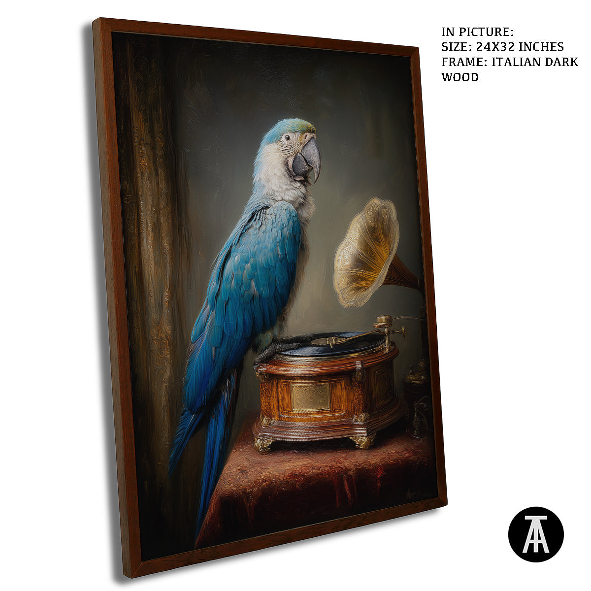 Artwork in Dark Wood Frame