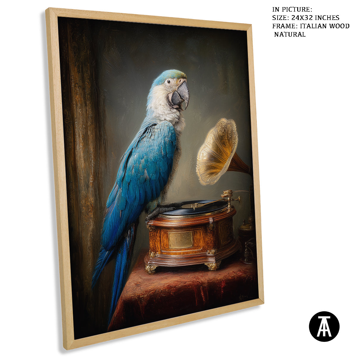 Artwork in Natural Wood Frame