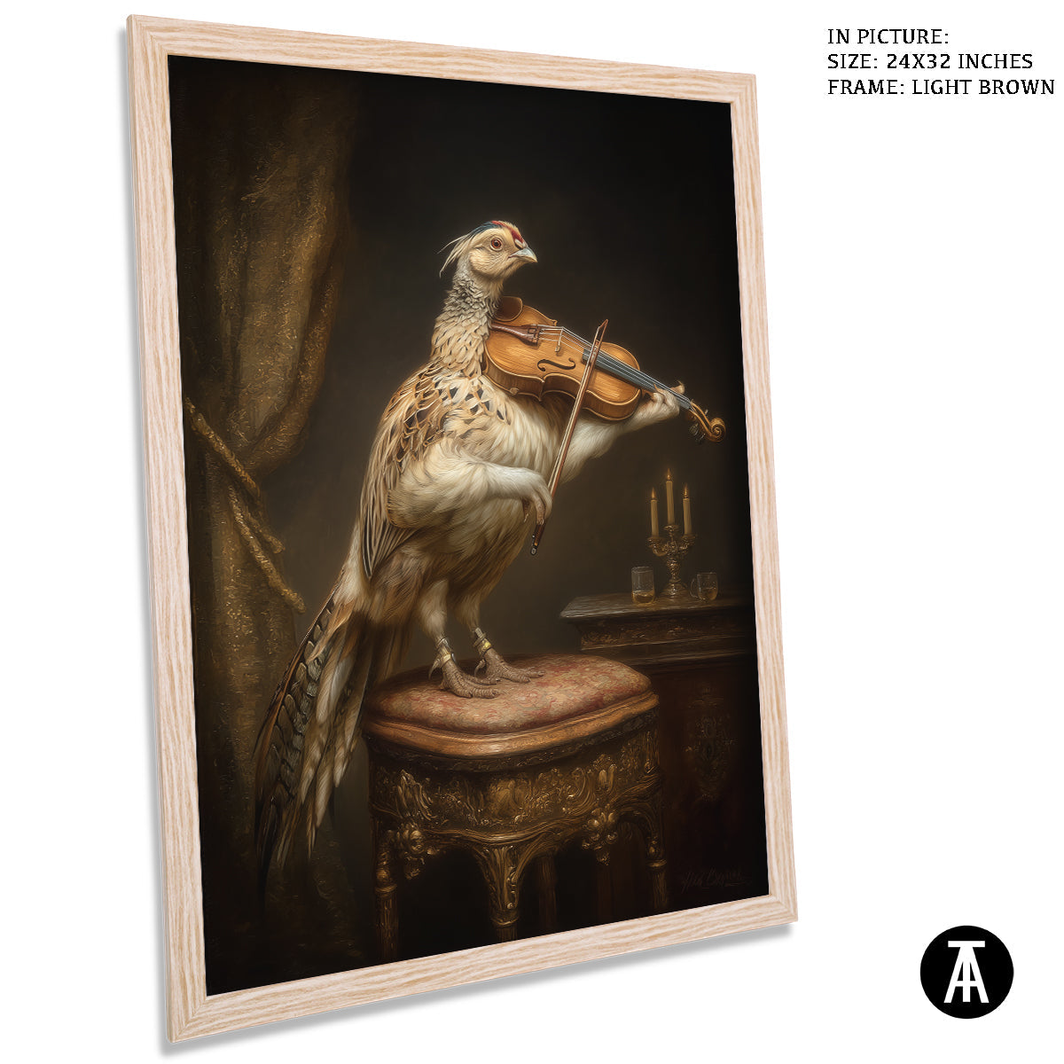 Artwork in Light Brown Frame