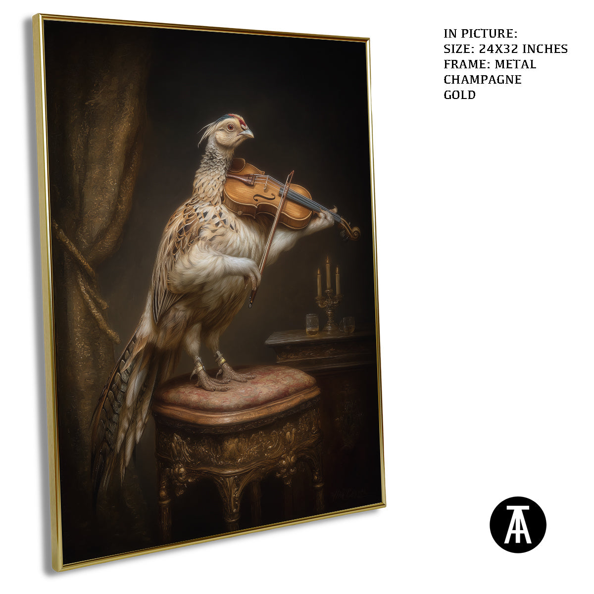 Artwork in Metal Champagne Gold Frame