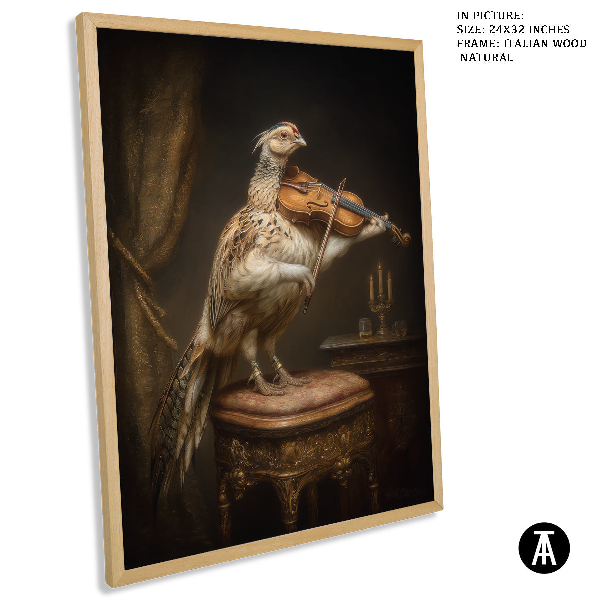 Artwork in Natural Wood Frame