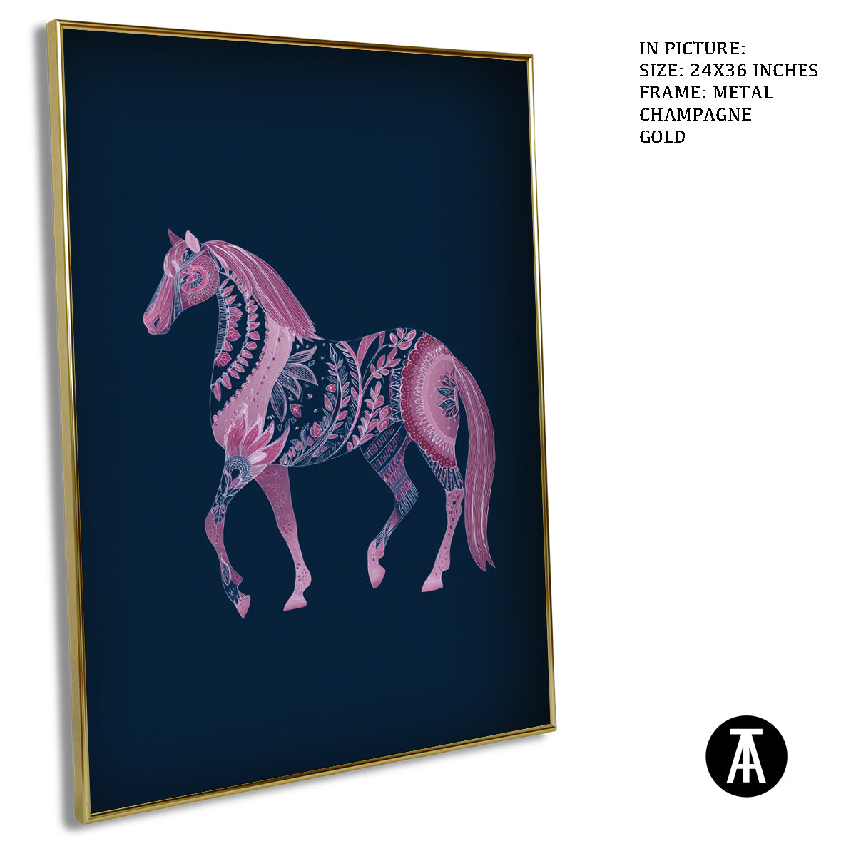 Artwork in Metal Champagne Gold Frame